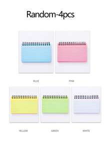 2/4/8本装简约横线螺旋笔记本，彩色内页，可撕装订，颜色随机，办公用品日记本，文具笔记本，返校必备 - 彩色 - 查看 16
