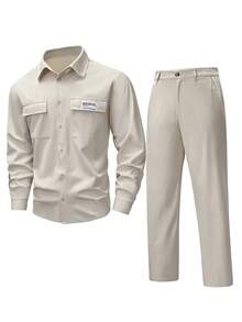 Manfinity Homme Áo khoác nhung kẻ sọc màu be dành cho nam, trang phục mùa xuân/hè lịch lãm. - Màu be - Xem 7
