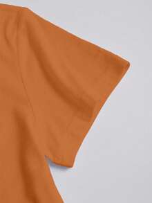 Playera estampada para mujer "But First Cafecito" estilo casual moderno - Naranja - Ver 3