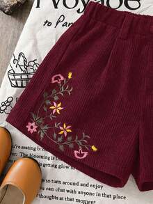 LMoss Kids Young Girl Solid Color Fitted Casual Shorts,Kids - Red - View 3