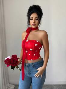 SHEIN Elenzya Khăn choàng cổ dài bằng ruy băng họa tiết xương cá kiểu dáng mới cho Ngày Valentine, thích hợp cho nữ dự tiệc, Halloween, Giáng sinh, các sự kiện ngày lễ và hẹn hò. - Nhiều màu - Xem 7