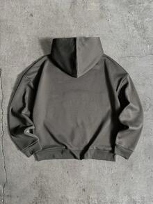 AXEPEAK Men's Numeric & Letter Print Long Sleeve Hoodie, - Black - View 2