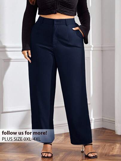 SHEIN Frenchy Pantalones de traje de unicolor talla grande para otoño/invierno