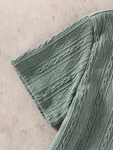 SHEIN Boys' Casual Textured Polo Shirt, Collared, Fashion Summer New Arrival