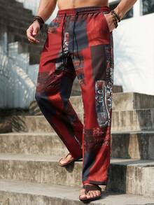 Manfinity RSRT 男士彩色拼接弹力腰直筒裤 - 彩色 - 查看 3