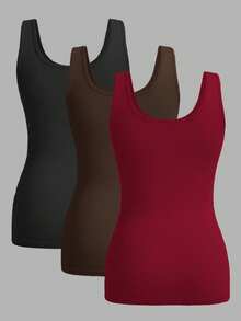 SHEIN Essnce 3件套女士休闲简约吊带背心，适合夏季穿着 - 彩色 - 查看 2
