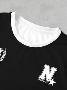 INAWLY 休闲街头风复古圆点数字字母图案运动学院风大码女式T恤 - 白色 - 查看 3