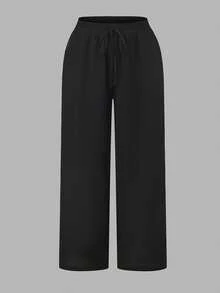 SHEIN Essnce Plus-Size Women's Spring/Summer Fashion Casual Loose Comfortable Everyday Basic Versatile Slimming Elastic Waist Wide-Leg Pants In Multiple Colors 3 Pack,Base Pants,Women Bottom,Simple Style,Baggy Pants,European Summer Women Wide Leg Pants Loose Pants For Women Elastic Waist Pants Summer Pants Spring/Summer Pants For Women Casual Vacation Pants For Women - Multicolor - View 4