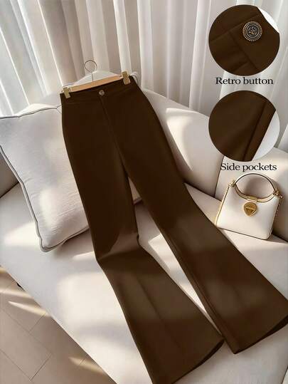 GlowEve CURVE 大码女士优雅通勤休闲纯色高腰口袋工作裤