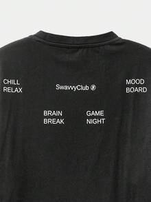 Manfinity Unisex 男士撞色二合一圆领长袖字母印花休闲T恤