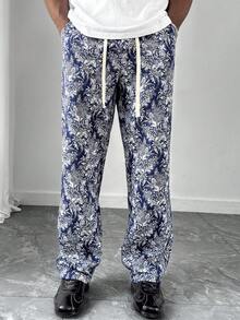 HUEFORM Quần dài ống rộng dệt jacquard dành cho nam, màu xanh hải quân. - Xanh đậm - Xem 4