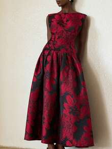 Aveloria Modichic Vestido elegante de corte ceñido sin mangas con diseño jacquard versátil y de moda