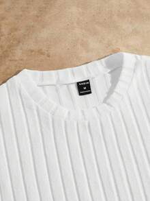 HIMLAND 3pcs Pack Men's Plain Round Neck Rib-Knit Leisure Short-Sleeved T-Shirt - Green - View 10