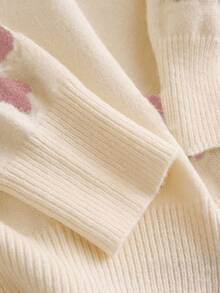 CosyJoli Áo len dài tay cổ chữ V màu hồng họa tiết nơ, cỡ lớn, thích hợp cho mùa thu/đông. - Hồng - Xem 7