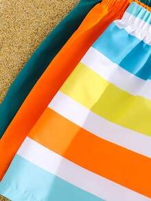 SHEIN 3pcs/Set Young Boy Casual Holiday Swimwear Shorts Set - Multicolor - View 6