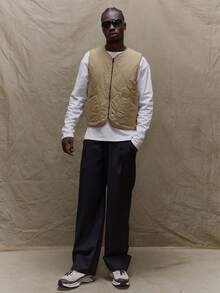 Musero Men Reversible Lightweight Padded Zip Through Vest Winter Coat Spring Summer Holiday Vacation - Apricot - View 5