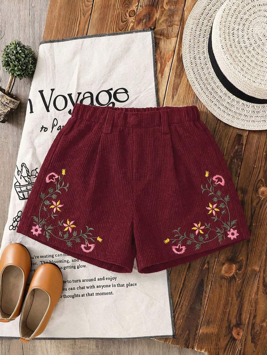 LMoss Kids Young Girl Solid Color Fitted Casual Shorts,Kids - Red - View 1