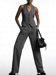 LYSMO Striped Print Blazer & Suit Pants & Vest Blazer In Fall/Winter - Multicolor - View 3