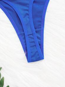 Women's Sexy Sequins Letter Romantic Fashion G-String Panties, Rave - Royal Blue - View 4