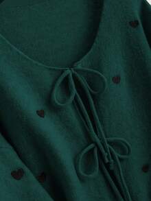 CosyJoli Plus Size Women Heart Knitted Cardigan, French Elegant Fashion Autumn/Winter Sweater Coat Thanksgiving - Dark Green - View 7