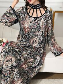 Yasmyna 保守度假印花女士阿拉伯连衣裙 - 彩色 - 查看 1