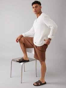 SHUZIA Men's Cutout Comfortable Slide Flat Sandals - Coffee Brown - View 6