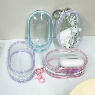 1PC Minimalistisk Praktisk Bärbar Hook Organizer-väska, Portabel Mini Transparent Blixtlås Förvaringsväska, Kompakt Multifunktionell Förvaringsväska, Hörlurs- och Laddningsfodral Med Nyckelring, Transparent resetillbehör för Reseförvaringsväska, Sminkväska, Semesterorganisatör, Makeup Organizer Makeup-fodral, För läppstift, Borste, Hudvård, Små-och-Festival, för hemmet och festival, för Multifunktionell användning, Boho Vibes