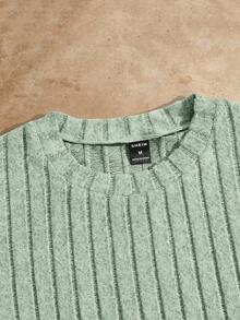 HIMLAND 3pcs Pack Men's Plain Round Neck Rib-Knit Leisure Short-Sleeved T-Shirt - Green - View 3