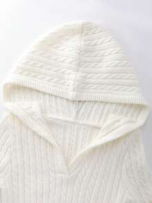 Franclia 女士休闲连帽长袖扭结针织衫，秋冬款