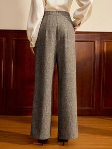 Vintamour 复古优雅女士长裤，带口袋，羊毛千鸟格双排扣休闲办公度假套装裤，秋季女装，冬季女装，商务休闲女装，办公室女装，工作女装，西式女装，秋季女装，工作女装，秋季女装，圣诞节教堂服装，工作裤，早午餐女装，节日女装，西式女装 - 黑與白 - 查看 4