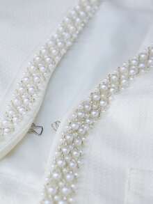 Aveloria Rosie Fashionable Tweed Beaded Embellished Long Sleeve Jacket