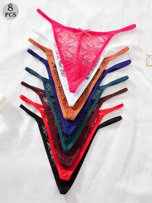 SHEIN 8件套女士性感蕾丝丁字裤 - 彩色 - 查看 2