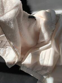 Comfortcana Áo khoác ngắn trùm đầu màu mơ cho nữ mùa thu đông, quần áo mùa thu - Màu be - Xem 10