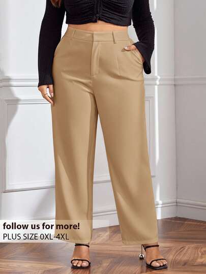 SHEIN Frenchy 秋冬季大码纯色西装裤