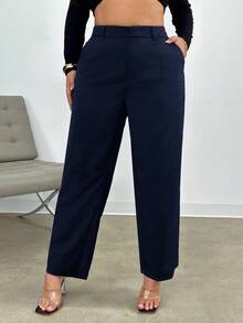 SHEIN Frenchy Pantalones de traje de unicolor talla grande para otoño/invierno - azul real - Ver 6