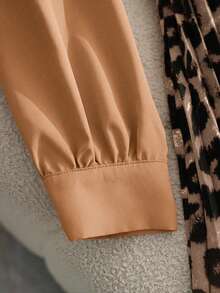 Franclia Đầm xòe xếp ly dáng ôm thanh lịch, thắt eo, họa tiết da báo, thích hợp cho công sở và đi làm. - Cà phê nâu - Xem 5