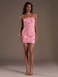 Glamine 性感无袖亮片装饰迷你连衣裙，夏季 - 粉色 - 查看 5