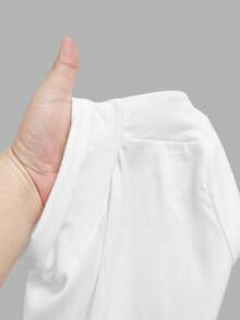 SHEIN Serisse Kids 少女领口褶皱基础款纯色针织T恤，适合秋冬季休闲日常穿着及上学穿着。 - 白色 - 查看 9