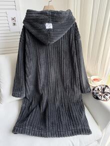 SHEIN EZwear 加大码深灰色双面羊毛夹克 - 深灰色 - 查看 2