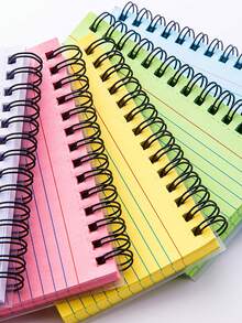 2/4/8本装简约横线螺旋笔记本，彩色内页，可撕装订，颜色随机，办公用品日记本，文具笔记本，返校必备 - 彩色 - 查看 12