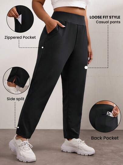 Rhythm Era Plus Size Casual Fashionable Versatile Solid Color Tapered Sports Pants Yoga Women Pants