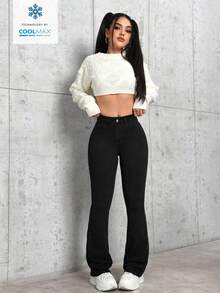 SHEIN PETITE 女款休閒牛仔褲，小碼女款 - 黑色 - 查看 6