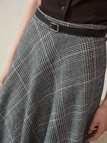 MOTF PREMIUM WOMEN'S BELTED A-LINE SKIRT, AUTUMN/WINTER - Blue - View 2