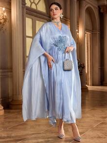 Al Najma Robe ample de style arabe avec appliqués de sequins col V pour femmes