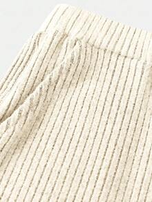 Serisse Kids 少女秋冬休闲时尚百搭罗纹露肩/露肩两用T恤套装，带口袋，搭配直筒裤，适合周末、休闲外出、返校季穿着。 - 杏色 - 查看 6