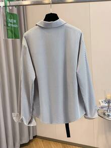 GlowEve 女士休闲通勤条纹拼接衬衫