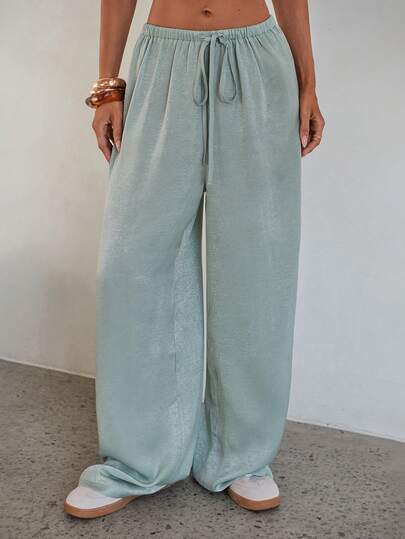 Aloruh Women's Low-Waist Casual Retro Satin Versatile Brown Marl Color Long Skirt