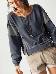 Bohemela Sweatshirt Wanita Lengan Panjang Berkerudung Longgar Model Crop Warna Polos Gaya BOHO Kasual untuk Musim Gugur/Dingin - Grey - View 6