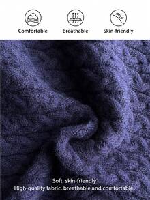 SHEIN MOOSTA Women's Navy Blue Cable Knit Sweater, Fashionable Casual Versatile Commuter Loose Fit Long Sleeve Pullover, Autumn/Winter - Blue - View 5