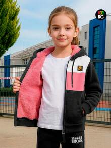 Big City Youth Pants Girl's Set Plush Sheepskin Plush Fashion! - 粉色 - 查看 2